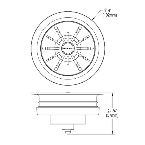Elkay Quartz Perfect Drain 3-1/2" Polymer Disposer Flange with Removable Basket Strainer and Rubber Stopper Jubilee