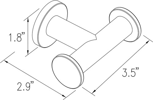 Ginger 4610D/PN Kubic Double Robe Hook, Plain Rosette