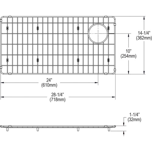 Elkay Crosstown Stainless Steel 28-1/4" x 14-1/4" x 1-1/4" Bottom Grid