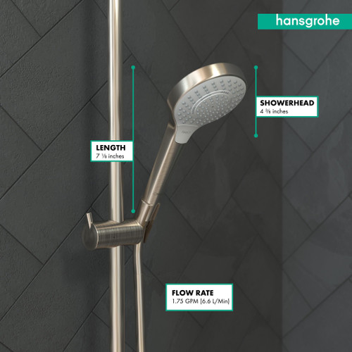 Hansgrohe 04724820 Croma Select S Handshower 110 3-Jet, 1.75 GPM in Brushed Nickel