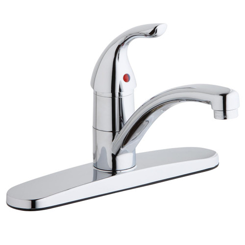Elkay Everyday Three Hole Deck Mount Kitchen Faucet with Lever Handle and Deck Plate/Escutcheon Chrome