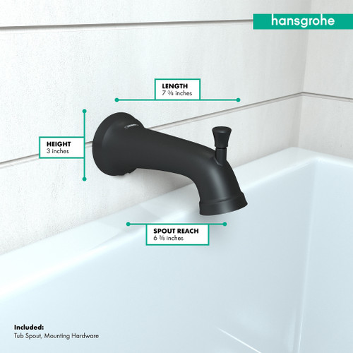 Hansgrohe 04775670 Joleena Tub Spout with Diverter in Matte Black