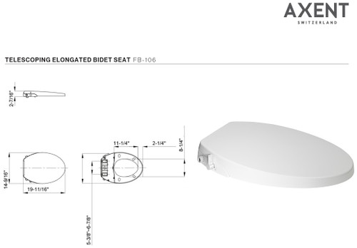 Axent Elongated Non-Electric Bidet Seat Telescoping - FB106
