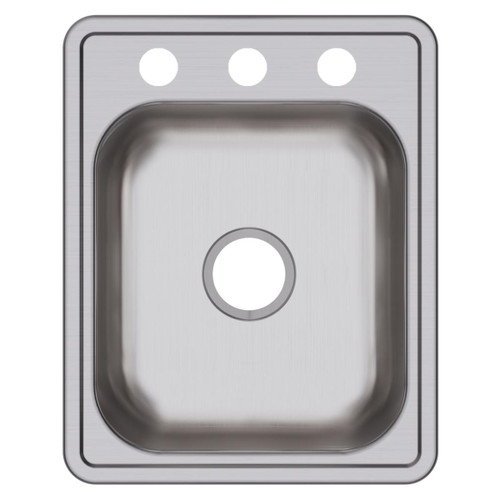 Elkay Dayton Stainless Steel 17" x 21-1/4" x 6-1/2" 3-Hole Single Bowl Drop-in Bar Sink