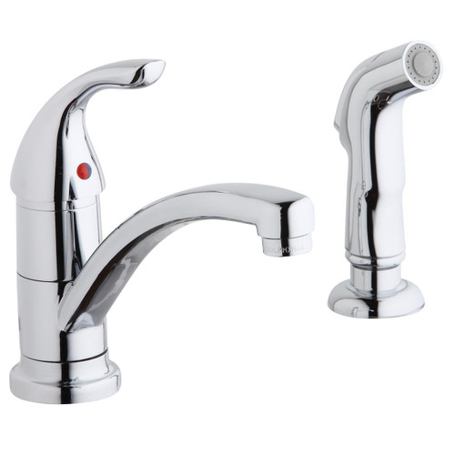 Elkay Everyday Two Hole Deck Mount Kitchen Faucet with Lever Handle and Side Spray Chrome Elkay Everyday Two Hole Deck Mount Kitchen Faucet with Lever Handle and Side Spray Chrome