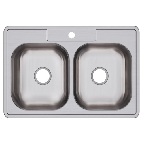 Elkay Dayton Stainless Steel 33" x 22" x 6-9/16" 1-Hole Equal Double Bowl Drop-in Sink