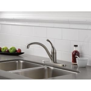 Delta Collins 140-DST Single Handle Kitchen Faucet - Single Handle Lever Without Sidespray: Chrome