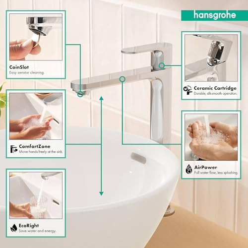 hansgrohe 72524001 Rebris S Single-Hole Faucet 240, 1.2 GPM in Chrome