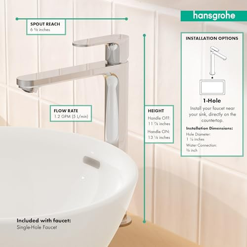 hansgrohe 72524001 Rebris S Single-Hole Faucet 240, 1.2 GPM in Chrome