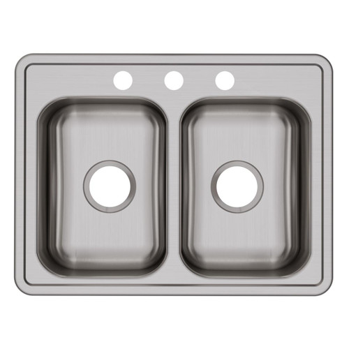 Elkay Dayton Stainless Steel 25" x 19" x 6-5/16" 3-Hole Equal Double Bowl Drop-in Sink