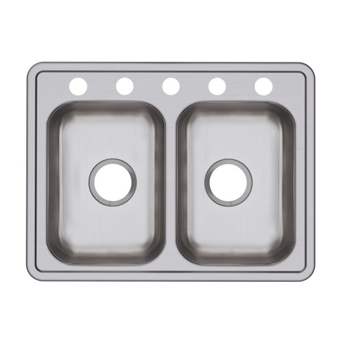 Elkay Dayton Stainless Steel 25" x 19" x 6-5/16" 5-Hole Equal Double Bowl Drop-in Sink