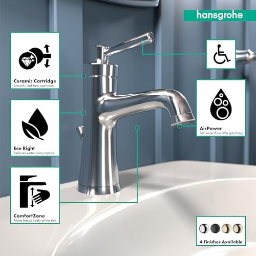 hansgrohe 04773000 Joleena Single-Hole Faucet 100 with Pop-Up Drain, 0.5 GPM in Chrome