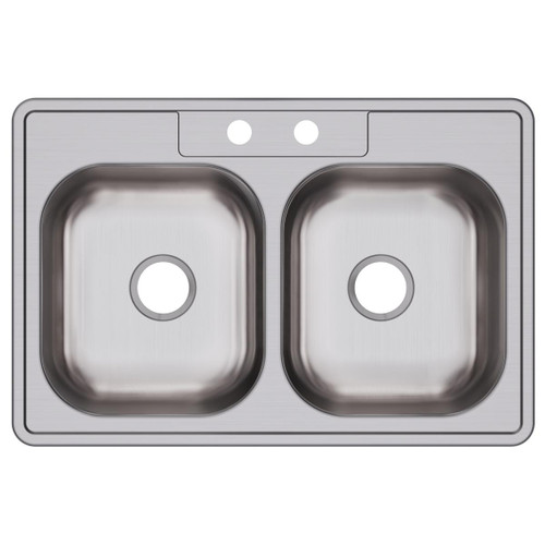 Elkay Dayton Stainless Steel 33" x 22" x 7-1/16", 2-Hole Equal Double Bowl Drop-in Sink