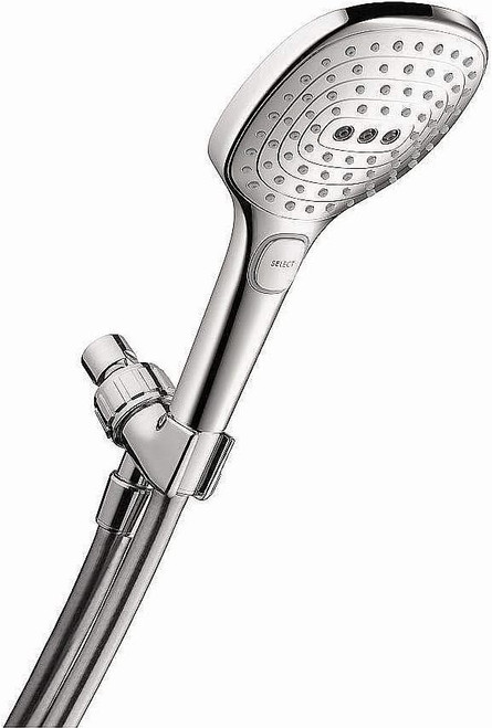 Hansgrohe 04541400 Raindance Select E 120 AIR 3-Jet Handshower Set, 2.5 GPM Chrome/White