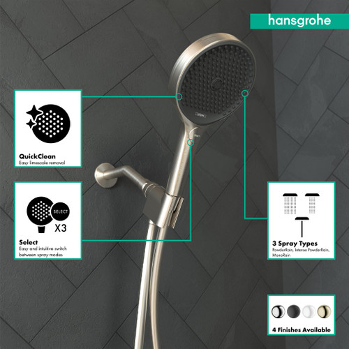 Hansgrohe 26864821 Rainfinity Handshower 130 3-Jet, 2.5 GPM in Brushed Nickel
