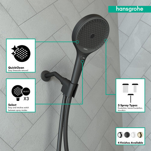 Hansgrohe 26865671 Rainfinity Handshower 130 3-Jet, 1.75 GPM in Matte Black