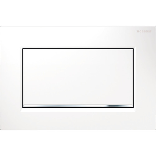 Geberit 115.893.KJ.1 Sigma30 Single-Flush Plate White w/Polished Chrome Accent