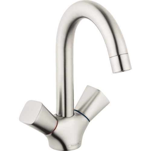 Hansgrohe 71222821 Logis Single-Hole Faucet 150 with Swivel Spout and Pop-Up Drain, 1.2 GPM in Brushed Nickel