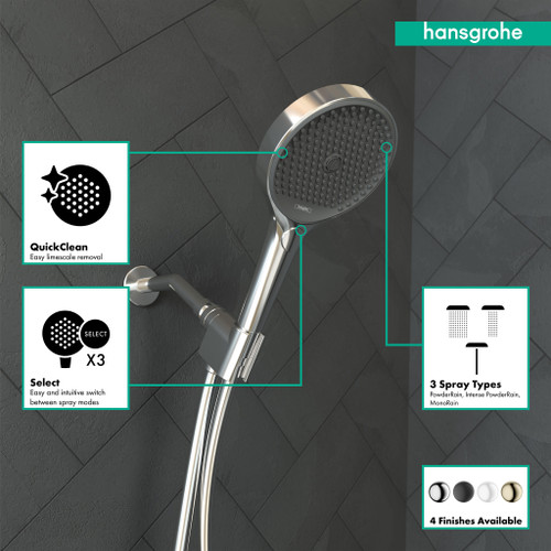 Hansgrohe 26913001 Rainfinity Handshower Set 130 3-Jet, 2.5 GPM in Chrome