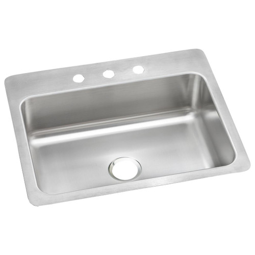 Elkay Dayton Stainless Steel 27" x 22" x 8" 3-Hole Single Bowl Dual Mount Sink