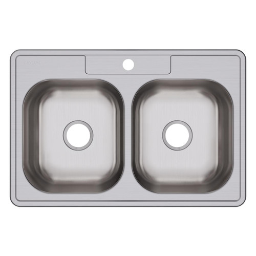 Elkay Dayton Stainless Steel 33" x 22" x 8-1/16", 1-Hole Equal Double Bowl Drop-in Sink