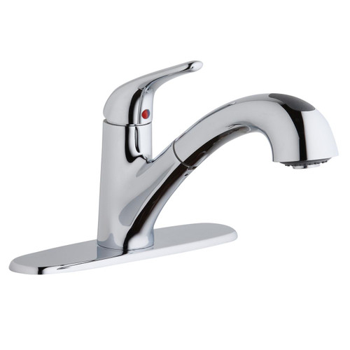 Elkay Everyday Single Hole Deck Mount Kitchen Faucet with Pull-out Spray Lever Handle + Optional Escutcheon Chrome