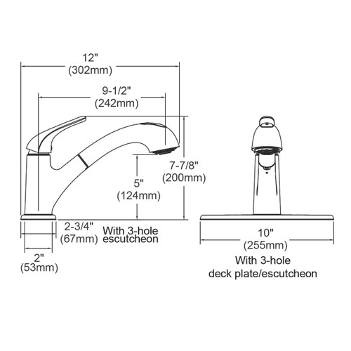 Elkay Everyday Single Hole Deck Mount Kitchen Faucet with Pull-out Spray Lever Handle + Optional Escutcheon Chrome