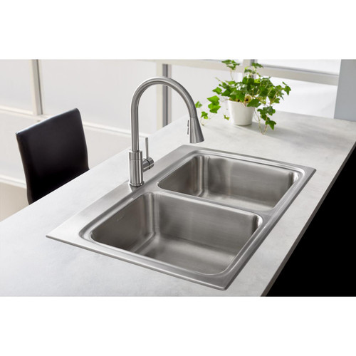 Elkay Avado Single Hole Kitchen Faucet with Pull-down Spray and Forward Only Lever Handle Lustrous Steel Elkay Avado Single Hole Kitchen Faucet with Pull-down Spray and Forward Only Lever Handle Lustrous Steel