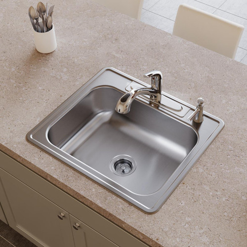 Elkay Dayton Stainless Steel 25" x 22" x 8-3/16", 4-Hole Single Bowl Drop-in Sink