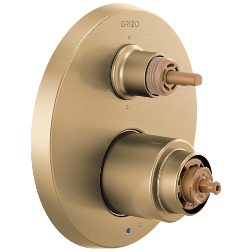 Brizo Odin T75P675-GLLHP Pressure Balance Valve with Integrated 6-Function Diverter Trim - Less Handles in Luxe Gold Finish