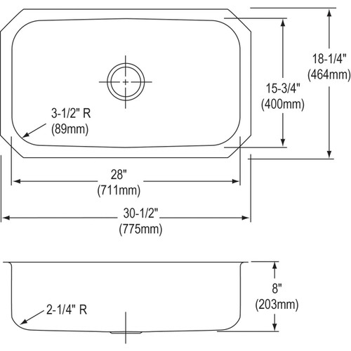 Elkay DXUH2816 Dayton Stainless Steel 30-1/2" x 18-1/4" x 8" Single Bowl Undermount Sink