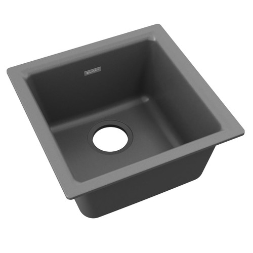 Elkay Quartz Classic 15-3/4" x 15-3/4" x 7-11/16", Single Bowl Dual Mount Bar Sink, Dusk Gray