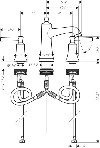 hansgrohe 04774000 Joleena Widespread Faucet 100 with Pop-Up Drain, 1.2 GPM in Chrome
