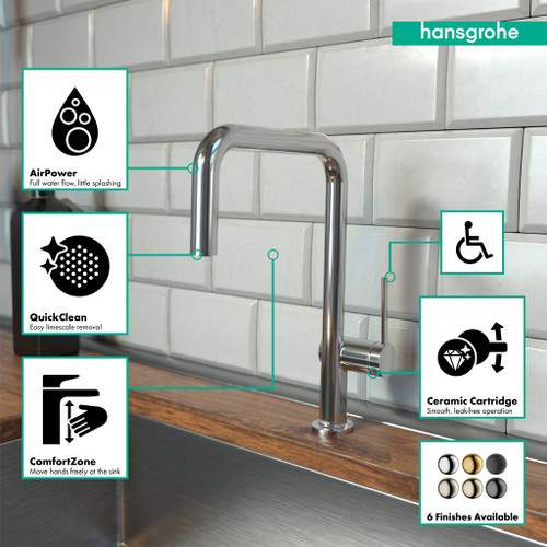 Hansgrohe 72858001 Talis N Kitchen Faucet, U-Style 1-Spray, 1.5 GPM in Chrome