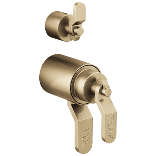 Brizo HL7534-GL Litze TempAssure Thermostatic Valve With Integrated Diverter Industrial Lever Handle Kit: Luxe Gold