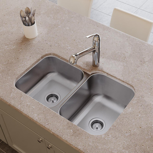 Elkay Dayton Stainless Steel 31-3/4" x 20-1/2" x 10" 40/60 Double Bowl Undermount Sink - DCFU312010L
