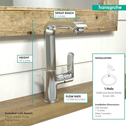 Hansgrohe 31087001 Metris 230 Single Hole Faucet in: Chrome: Chrome