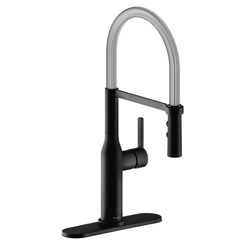 Elkay Avado Single Hole Kitchen Faucet with Semi-professional Spout and Forward Only Lever Handle Matte Black and Chrome