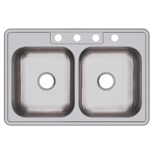 Elkay Dayton Stainless Steel 33" x 22" x 8-3/16", 4-Hole Equal Double Bowl Drop-in Sink