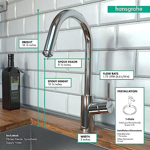 Hansgrohe 14872001 Talis S2 High Arc Kitchen Faucet, 1-Spray Pull-Down, 1.75 GPM in Chrome