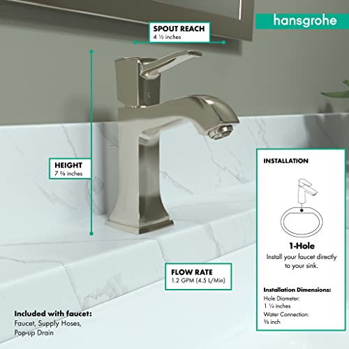 Hansgrohe 31300831 Metropol Classic Single-Hole Faucet 110 with Pop-Up Drain, 1.2 GPM in Polished Nickel