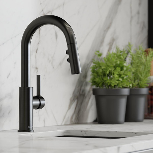Elkay Avado Single Hole Bar Faucet with Pull-down Spray and Lever Handle Black Stainless Elkay Avado Single Hole Bar Faucet with Pull-down Spray and Lever Handle Black Stainless