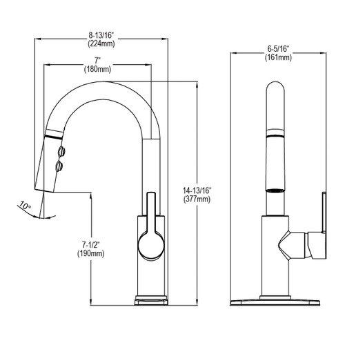 Elkay Avado Single Hole Bar Faucet with Pull-down Spray and Lever Handle Black Stainless Elkay Avado Single Hole Bar Faucet with Pull-down Spray and Lever Handle Black Stainless