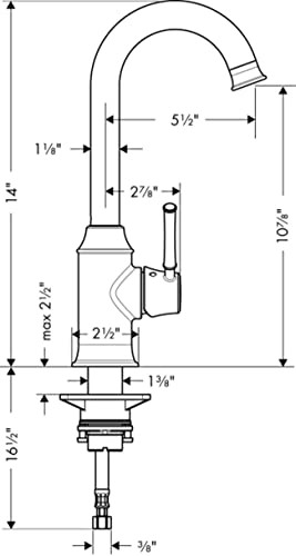 Hansgrohe 04217830 Talis C Bar Faucet, 1.5 GPM in Polished Nickel