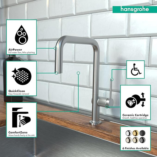 Hansgrohe 72806801 Talis N Kitchen Faucet, U-Style 1-Spray, 1.75 GPM in Steel Optic