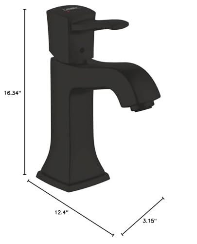 Hansgrohe 31300671 Metropol Classic Single-Hole Faucet 110 with Pop-Up Drain, 1.2 GPM in Matte Black
