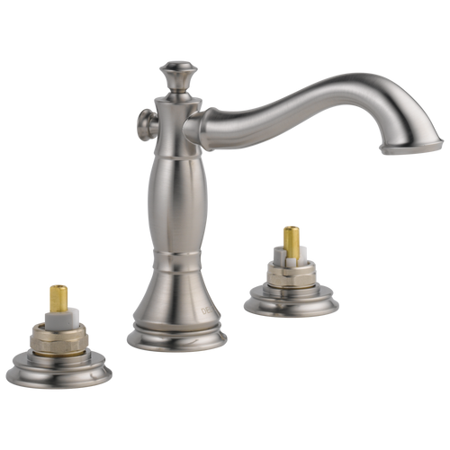 Delta Cassidy: Two Handle Widespread Bathroom Faucet - Less Handles Stainless