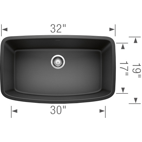 Blanco 441610 Valea Super Single Undermount: Anthracite Blanco 441610 Valea Super Single Undermount: Anthracite