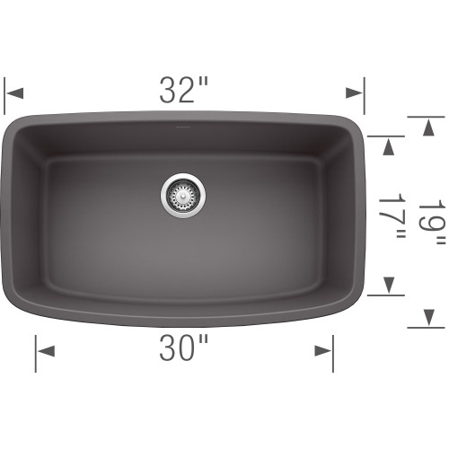 Blanco 441611 Valea Super Single Undermount: Cinder Blanco 441611 Valea Super Single Undermount: Cinder