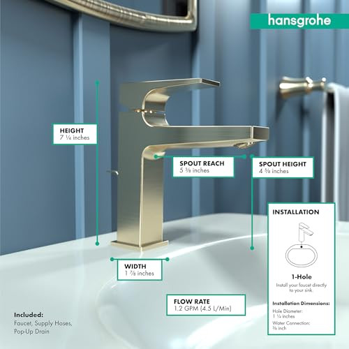 Hansgrohe 32506141 Metropol Single-Hole Faucet 110 with Lever Handle and Pop-Up Drain, 1.2 GPM in Brushed Bronze
